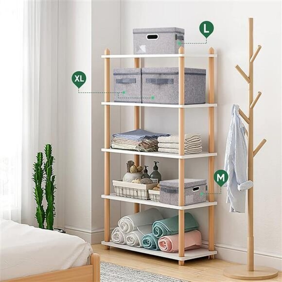 Foldable Linen Fabric Storage Boxes with Lids (5pack Gray Medium) - Picture 6 of 6